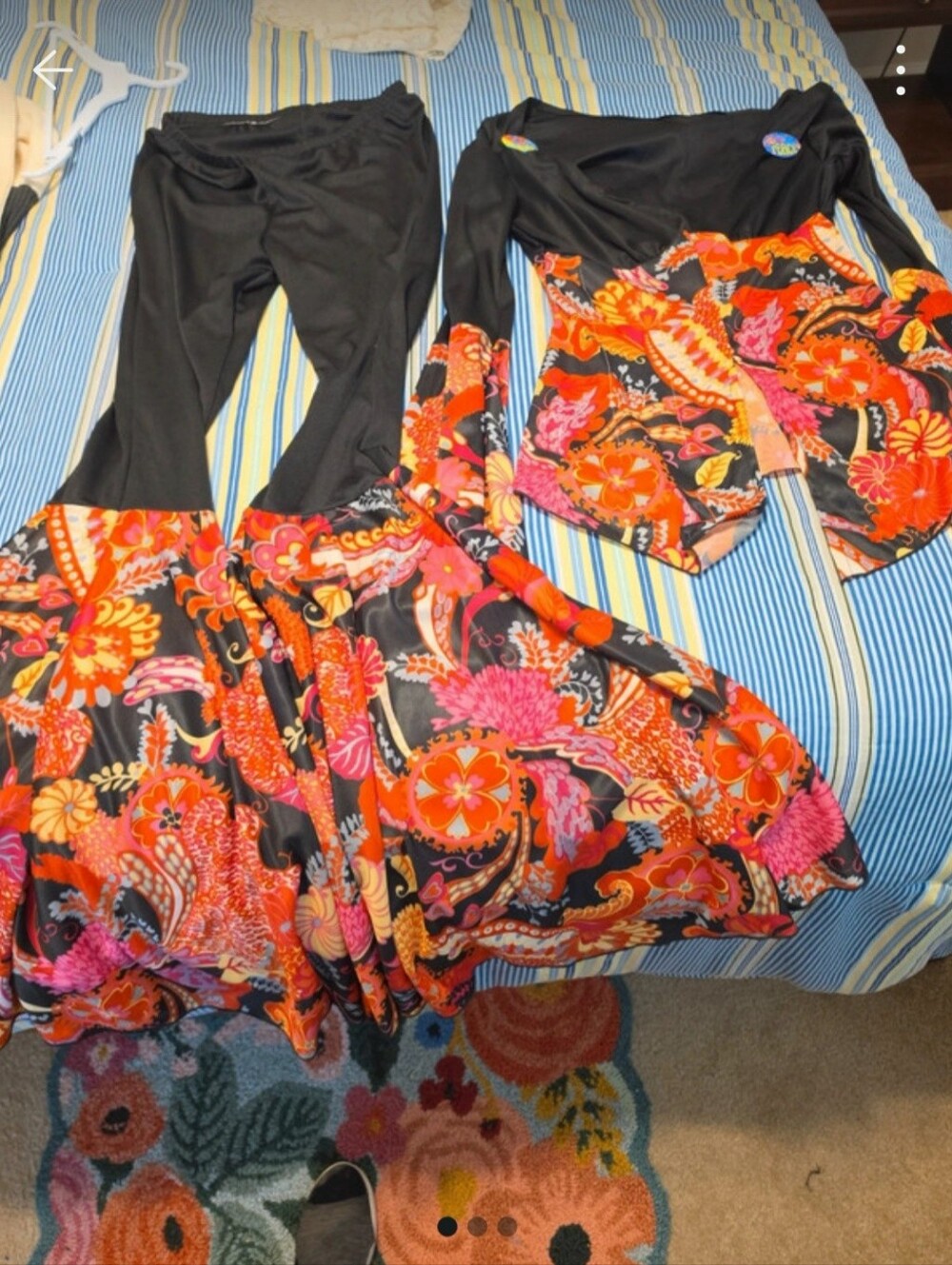 70s Costume  with Vibrant Orange & Pink Floral Print
